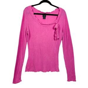 Vintage Y2k 90s Pink Barbiecore Ruffle Preppy Blouse Top Shirt Barbie Retro